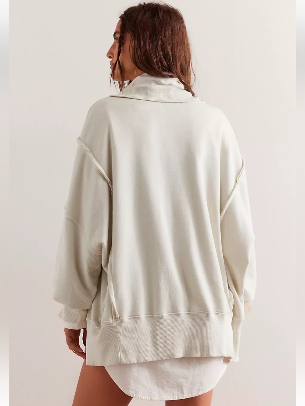 FREE PEOPLE We The Free Camden Henley Sweatshirt Medium OVERSIZED Fit - Picture 2 of 7